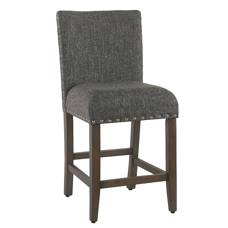 HomePop Blake Nailhead Counter Stool, Grey