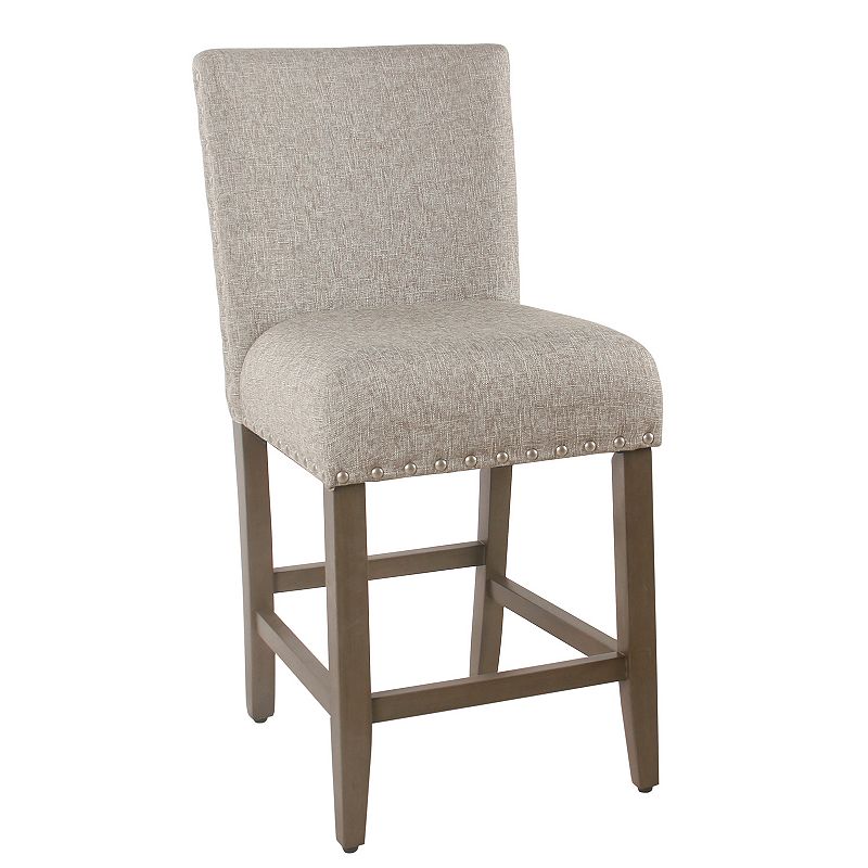 HomePop Blake Nailhead Counter Stool, Grey