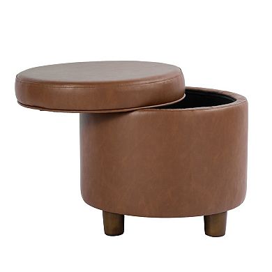 HomePop Round Tweed Storage Ottoman