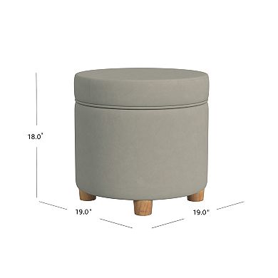 HomePop Round Tweed Storage Ottoman