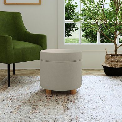 HomePop Round Tweed Storage Ottoman