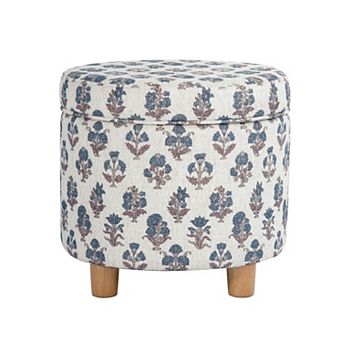 HomePop Round Tweed Storage Ottoman