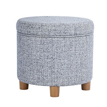 HomePop Round Tweed Storage Ottoman