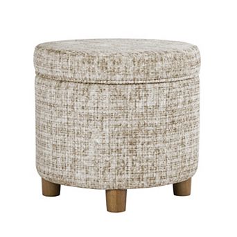 HomePop Round Tweed Storage Ottoman