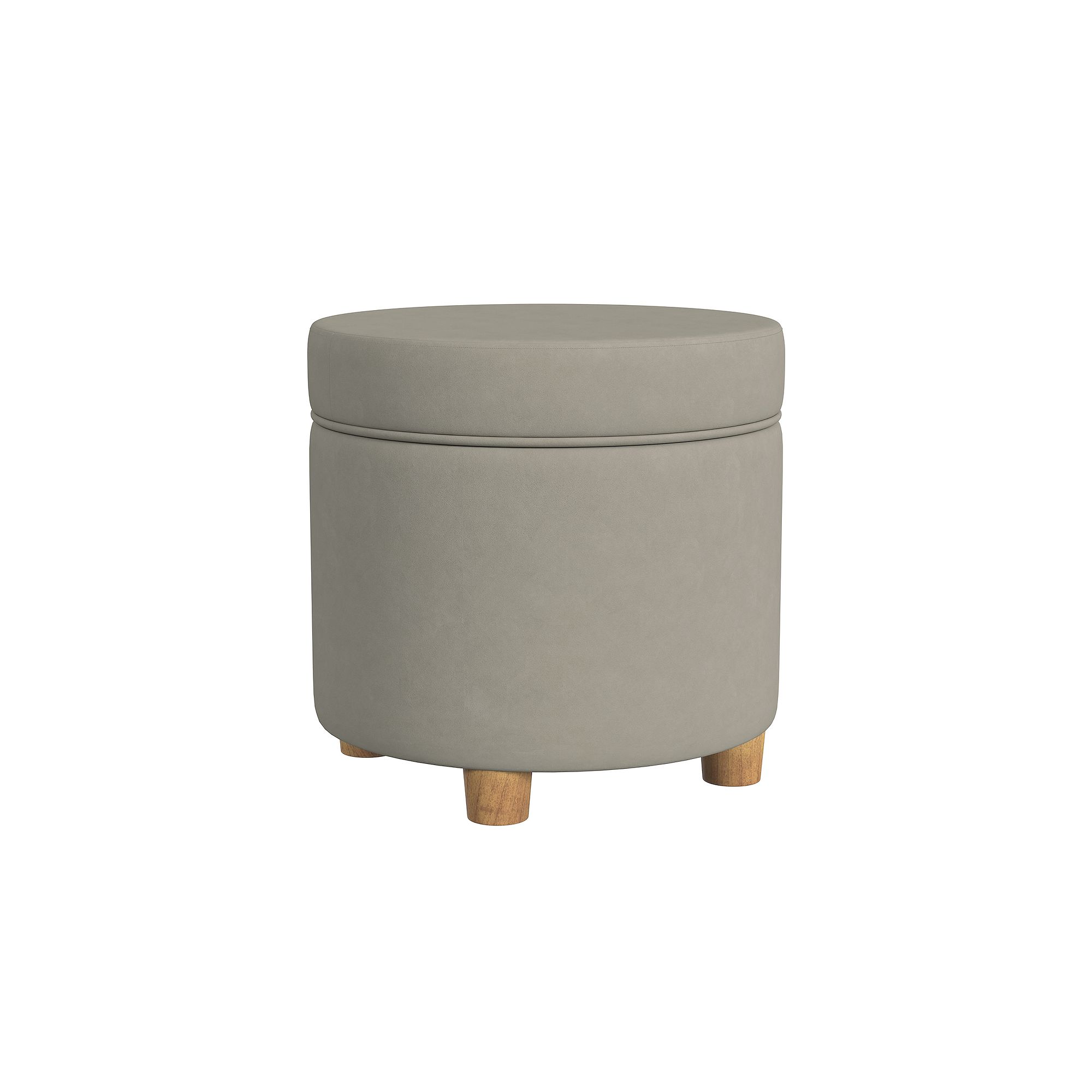 HomePop Round Tweed Storage Ottoman, Fawn Velvet
