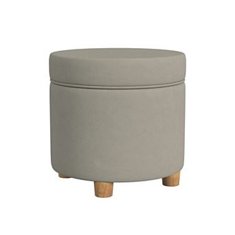 HomePop Round Tweed Storage Ottoman