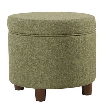 HomePop Round Tweed Storage Ottoman