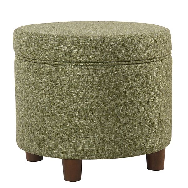 Photo 1 of HomePop Round Tweed Storage Ottoman - Green