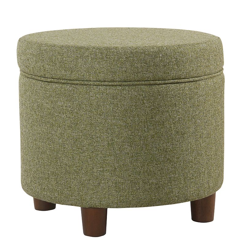 HomePop Round Tweed Storage Ottoman, Green