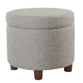 HomePop Round Tweed Storage Ottoman