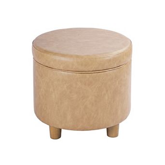 HomePop Round Tweed Storage Ottoman