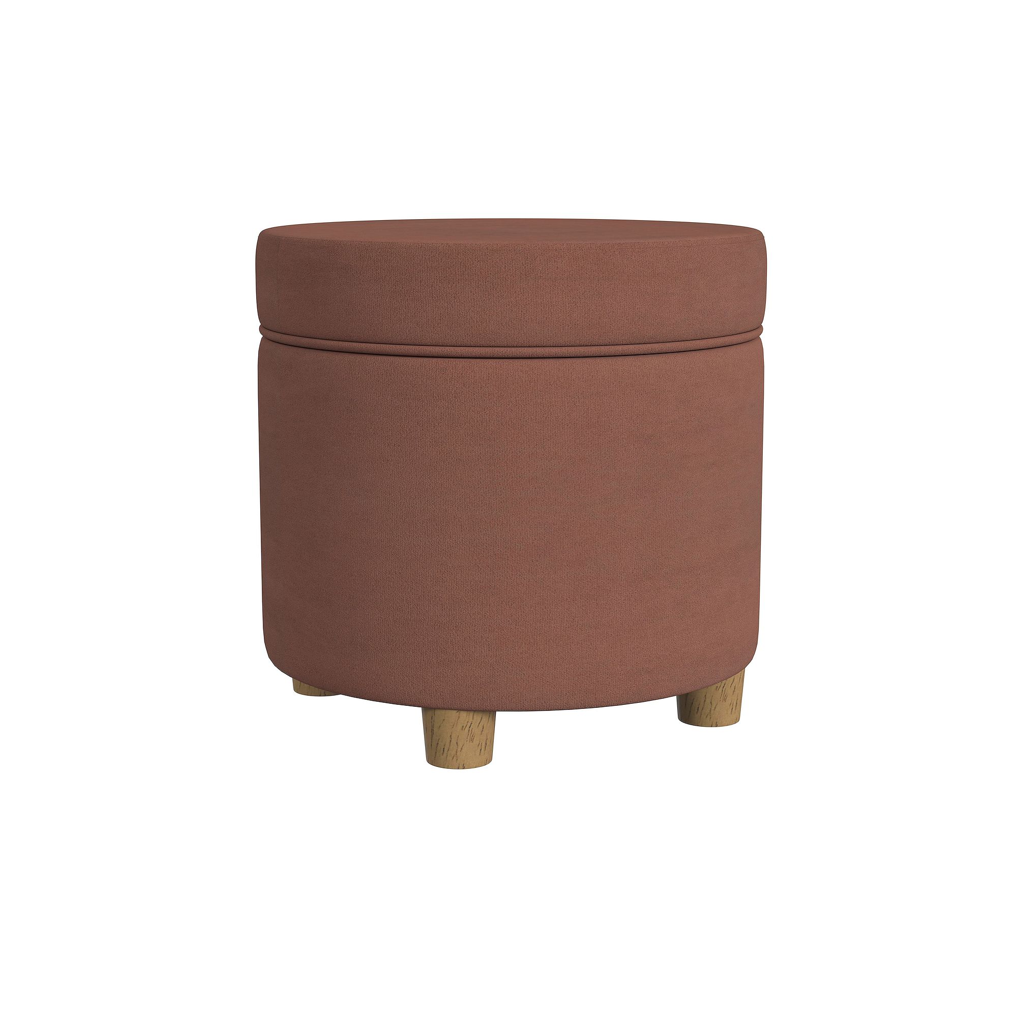 HomePop Round Tweed Storage Ottoman, Spice Velvet
