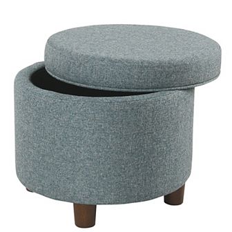 HomePop Round Tweed Storage Ottoman