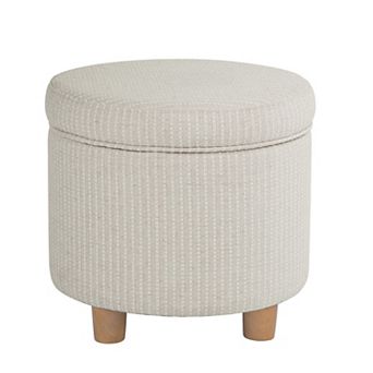 HomePop Round Tweed Storage Ottoman