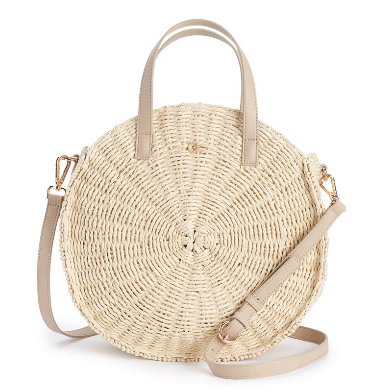 LC Lauren Conrad Round Crossbody Bag, Med Beige