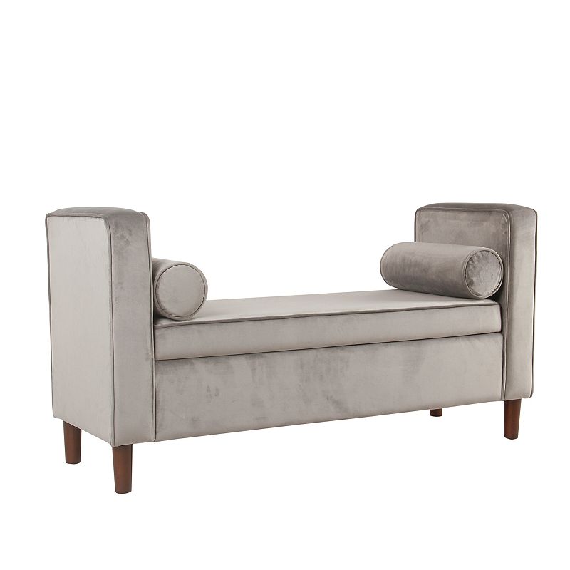HomePop Rimo Velvet Storage Bench, Grey