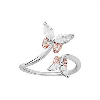 PRIMROSE Sterling Silver Cubic Zirconia Butterfly Ring