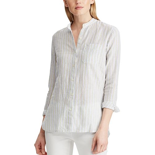 Women's Chaps Print Linen-Blend Shirt