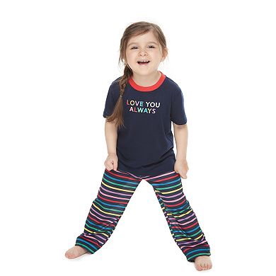 Toddler Jammies For Your Families "Love You Always" Rainbow Pride Top & Bottoms Pajama Set