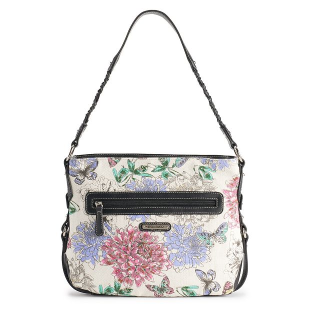 Stone Mountain Butterfly Floral Print Hobo Crossbody Bag