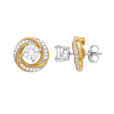 Pure Radiance Lab-Created White Sapphire & Diamond Accent Convertible Stud Earrings