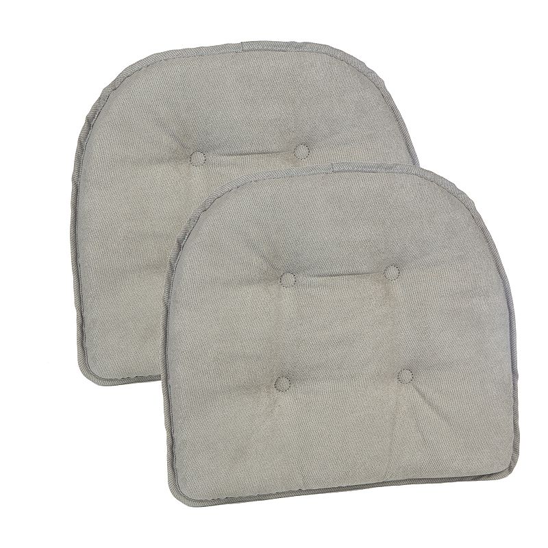 Gripper Non Slip 15 x 16 Faux Leather Tufted Chair Cushions, Set of 2