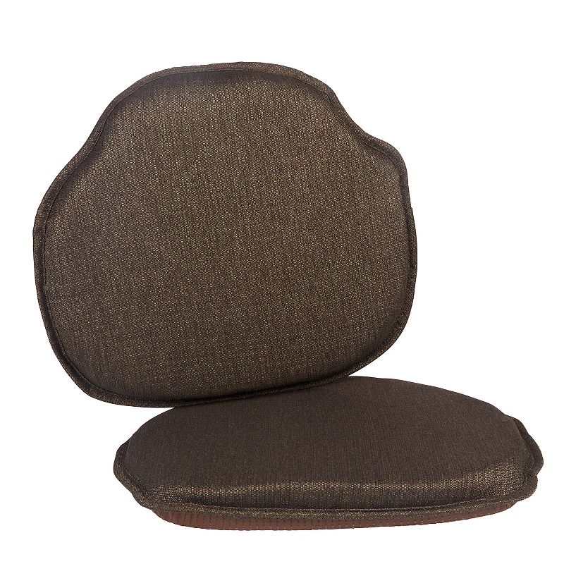 Gripper Non-Slip Faux Leather Tufted Chair Pad Set of 2 - Taupe