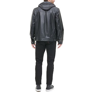 Men's Levi's Hooded Faux-Leather Sherpa-Lined Trucker Jacket