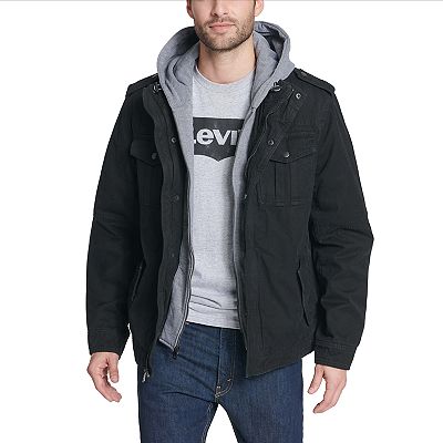 Men s Levi s Sherpa Lined Hooded Military Trucker Jacket