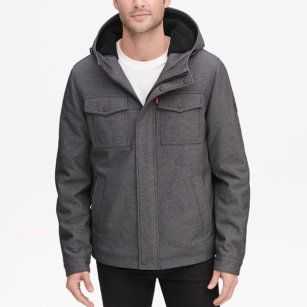 Men's Levi's Sherpa-Lined Hooded Softshell Trucker Jacket