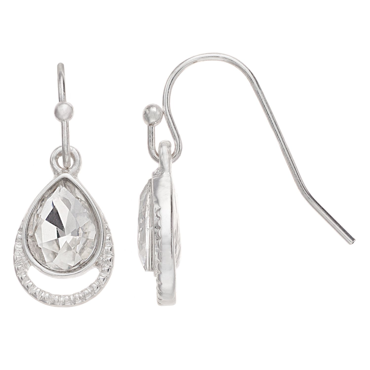 Image for LC Lauren Conrad Silver-Tone Teardrop Fishhook Earrings at Kohl's.
