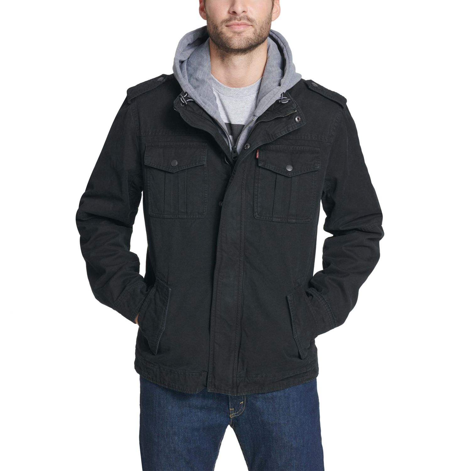 levi's wool military jacket with hood