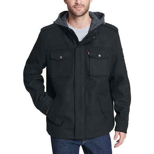 Men's Levi's® WoolBlend FourPocket Hooded Military Jacket
