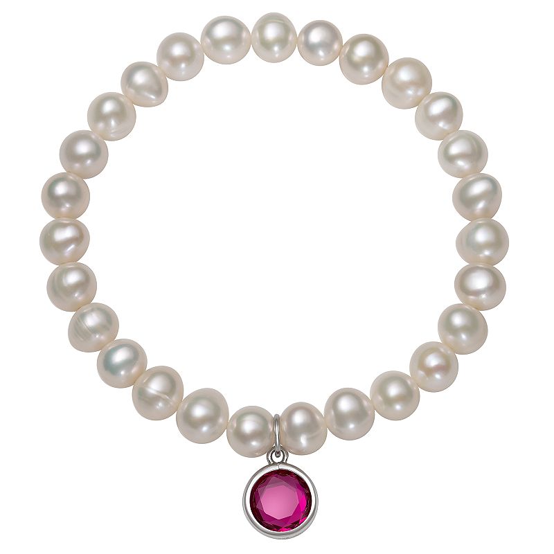 Freshwater Cultured Pearl & Cubic Zirconia Stretch Bracelet, Womens, Size