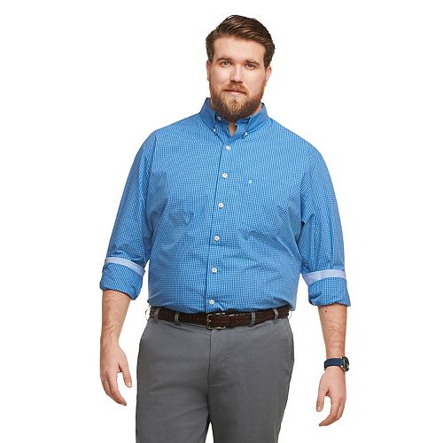 Big & Tall IZOD Core Essentials Stretch Gingham Button-Down Shirt