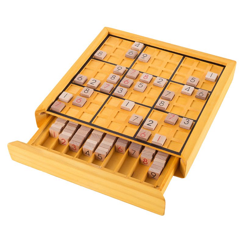 Hey! Play! Wood Sudoku Board Game Set, Multicolor