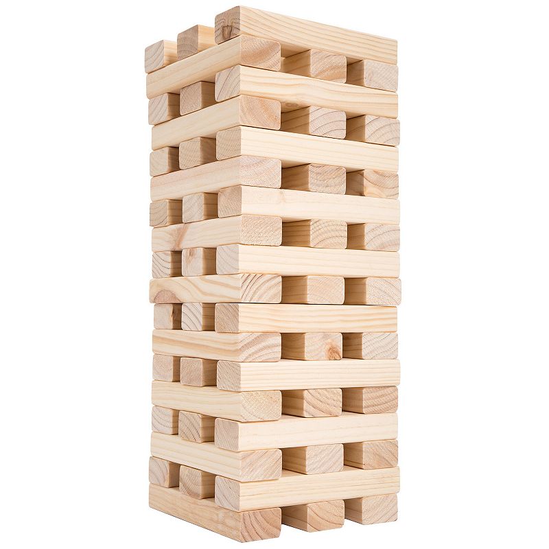 Hey! Play! Giant Wooden Blocks Tower Stacking Game, Brown