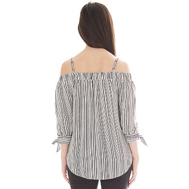 Juniors' IZ Byer Off-the-Shoulder Button-Down Top