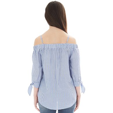 Juniors' IZ Byer Off-the-Shoulder Button-Down Top
