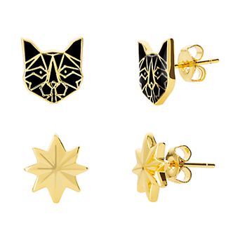 Marvel's Captain Marvel & Black Panther Stud Earring Set