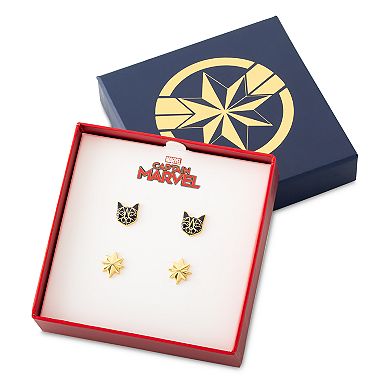 Marvel's Captain Marvel & Black Panther Stud Earring Set