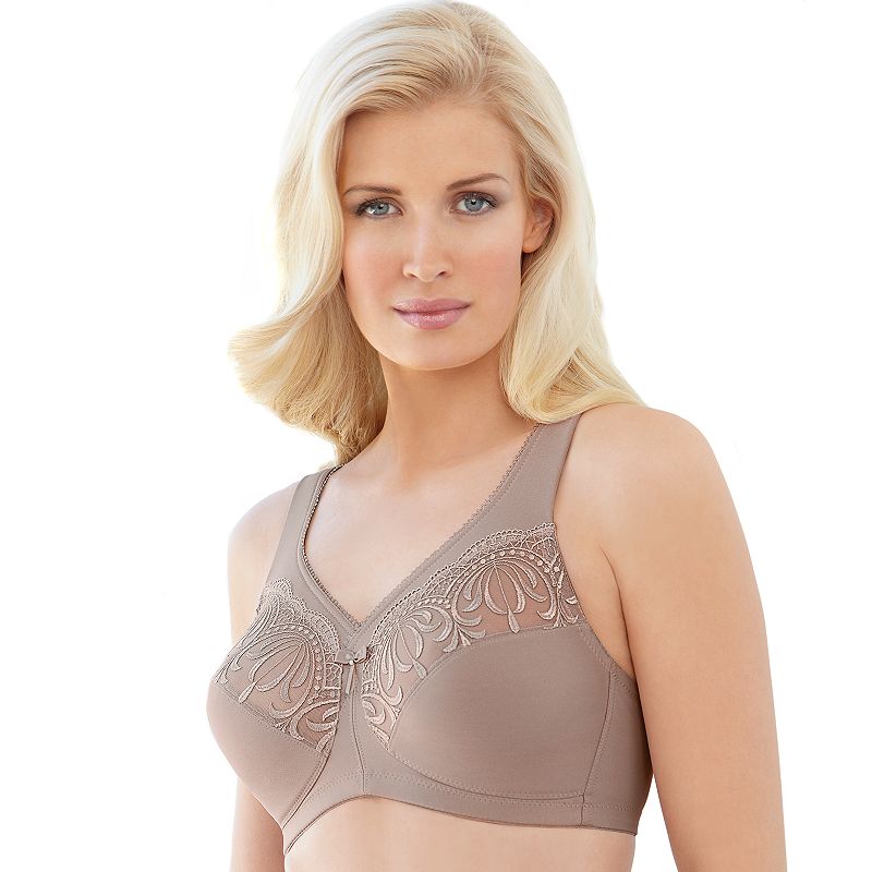 Glamorise Bra: MagicLift Embroidered Full-Figure Bra 1016 - Women's, Size: 56 H, Brown