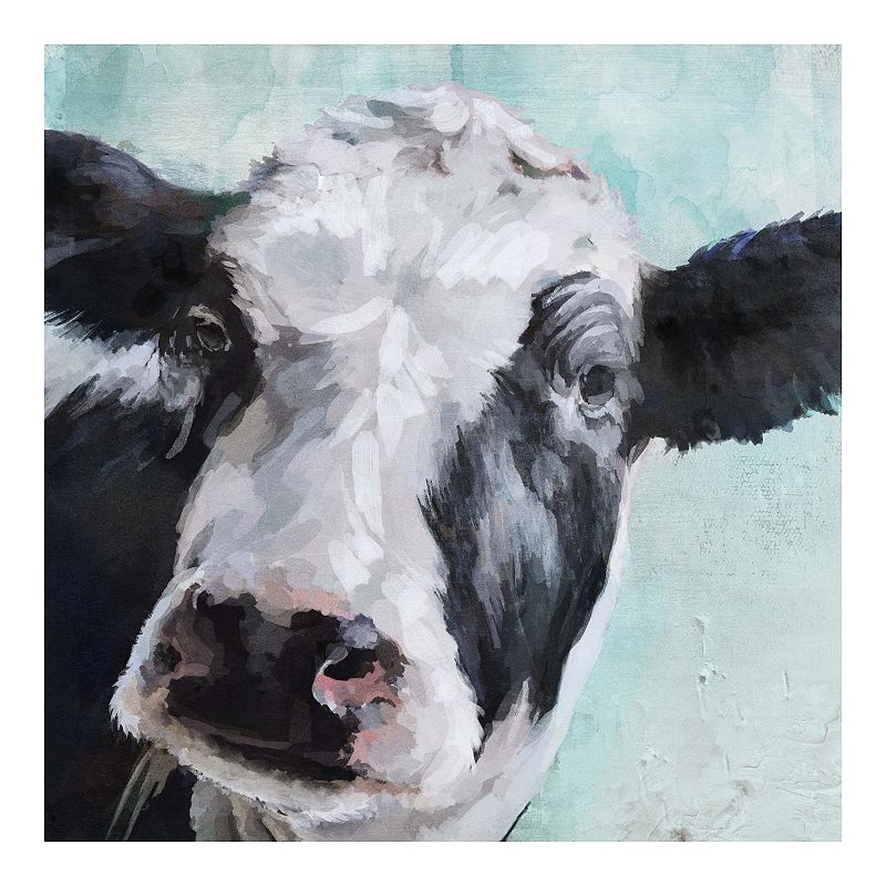 New View Gifts Cow Portrait Canvas Wall Art, Multicolor, 16X16