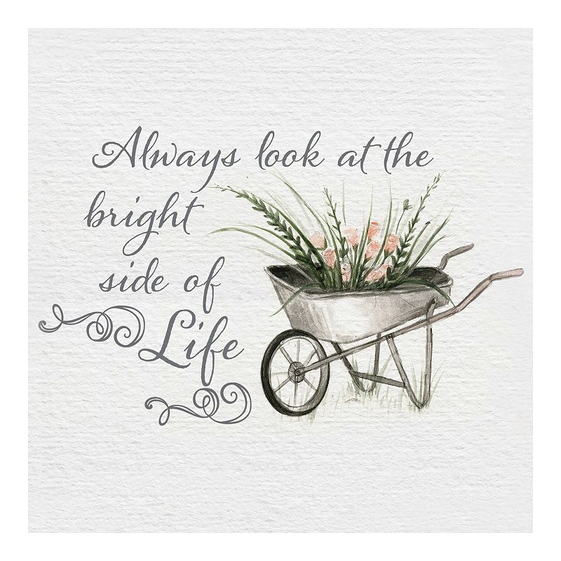New View Gifts Bright Side of Life Canvas Wall Art, Beig/Green, 12X12