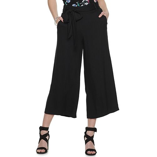 NEW! Juniors' Candie's® Belted Cropped Wide Leg Pants