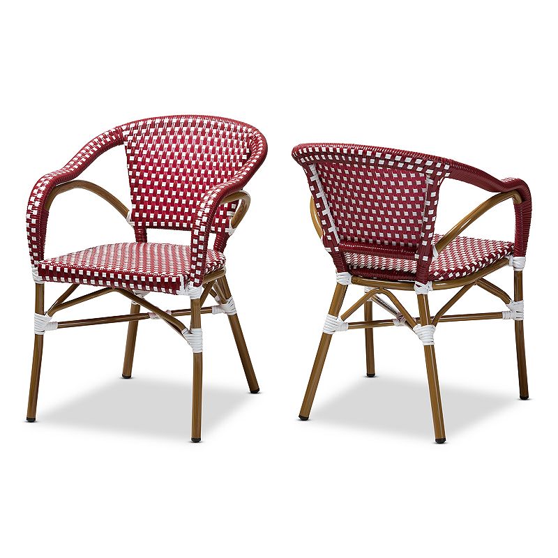 Baxton Studio Eliane 2-Piece Dining Chair Set, Red