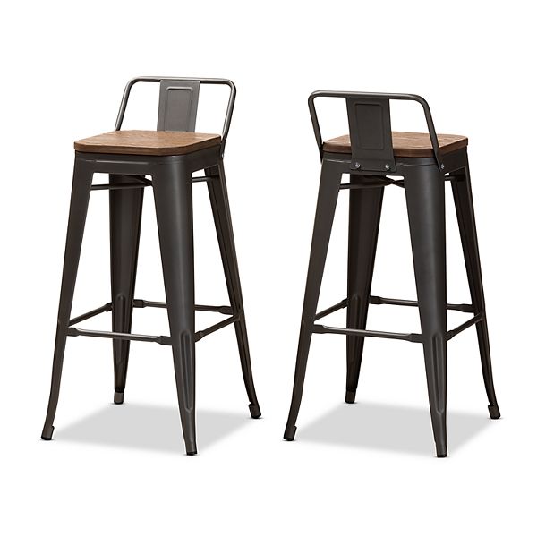 Baxton Studio Henri Low Backrest Bar Stool 2piece Set