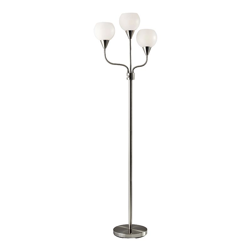 ADESSO Phillip Adjustable 3-Light Floor Lamp, Grey
