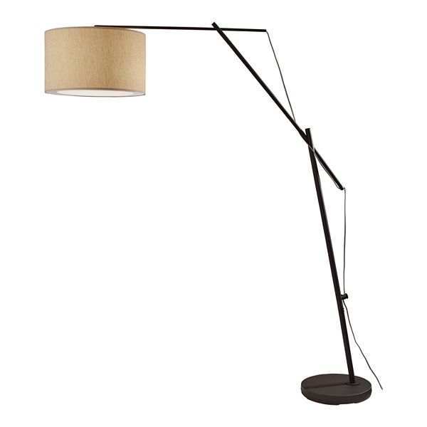 Adesso Broome Contemporary Arc Floor Lamp, Mid Century Modern Curved Floor Lamp