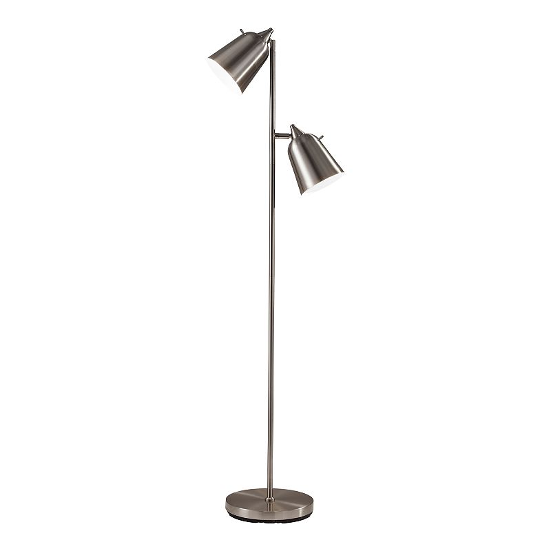 ADESSO Malcolm 2-Light Floor Lamp, Grey